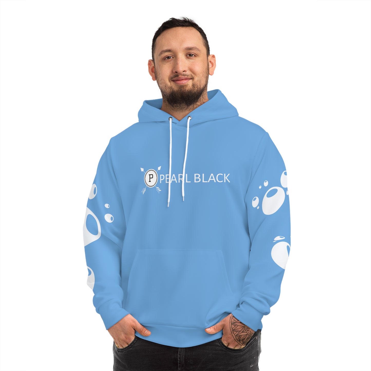 PEARL BLACK BUBBLE EFFECT HOODIE (Baby Blue white)