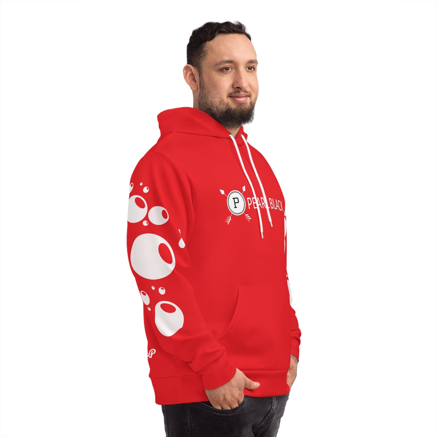 PEARL BLACK BUBBLE EFFECT HOODIE (Red white)