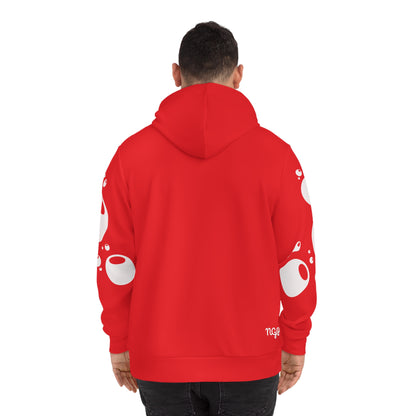 PEARL BLACK BUBBLE EFFECT HOODIE (Red white)