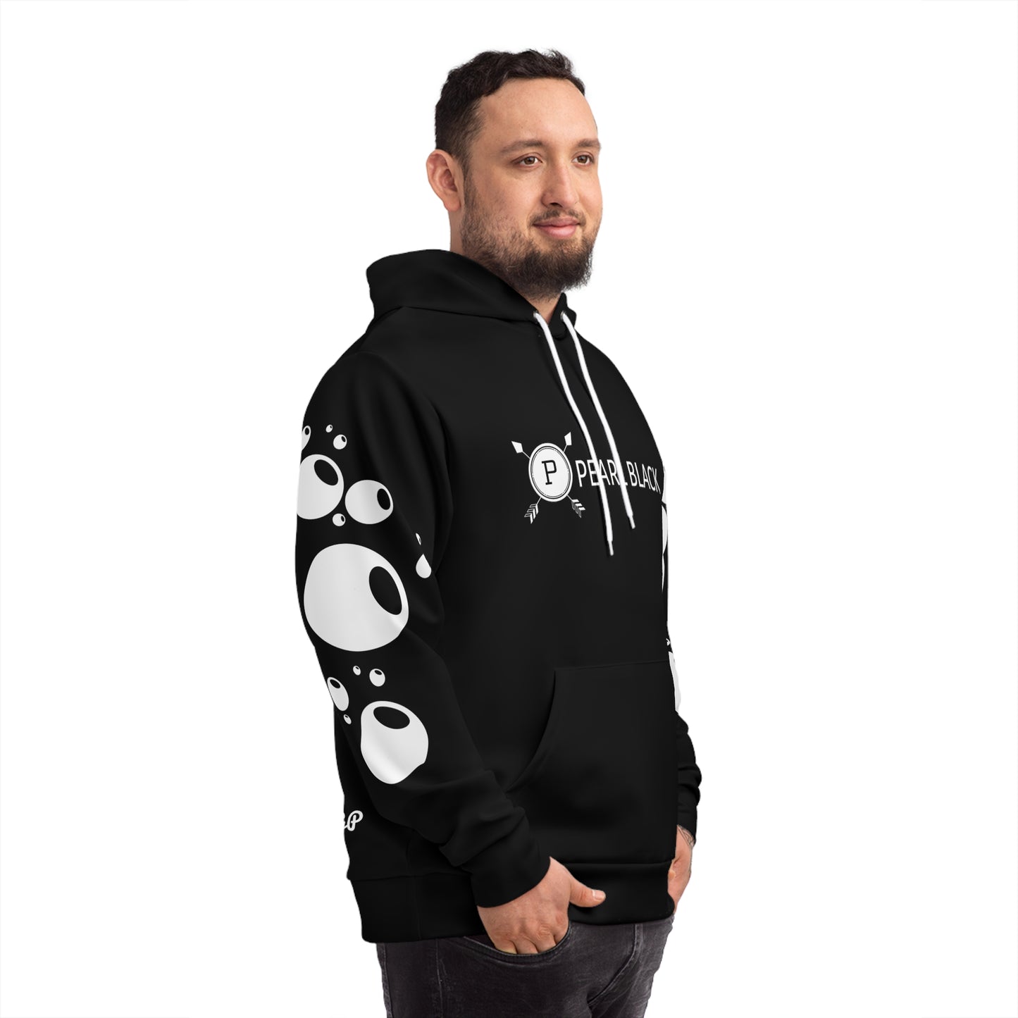 PEARL BLACK BUBBLE EFFECT HOODIE (black White)