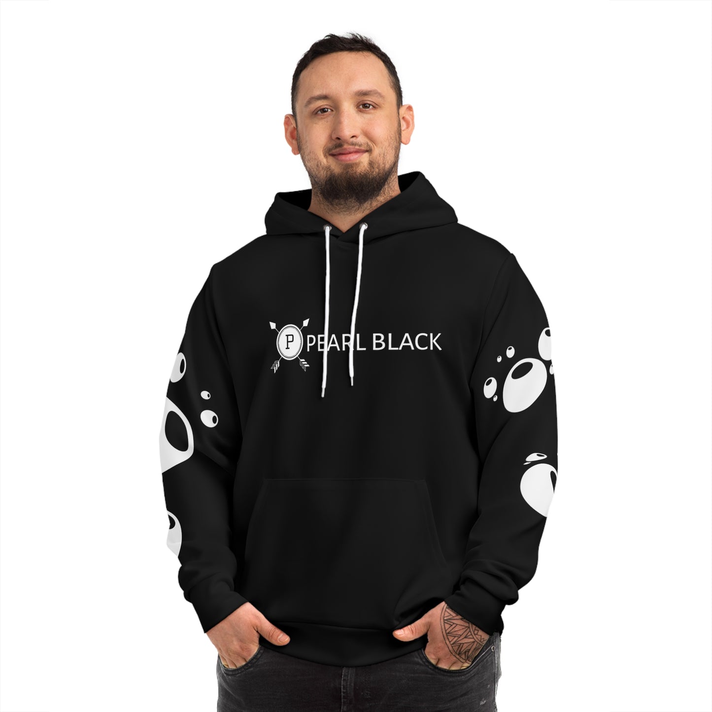 PEARL BLACK BUBBLE EFFECT HOODIE (black White)