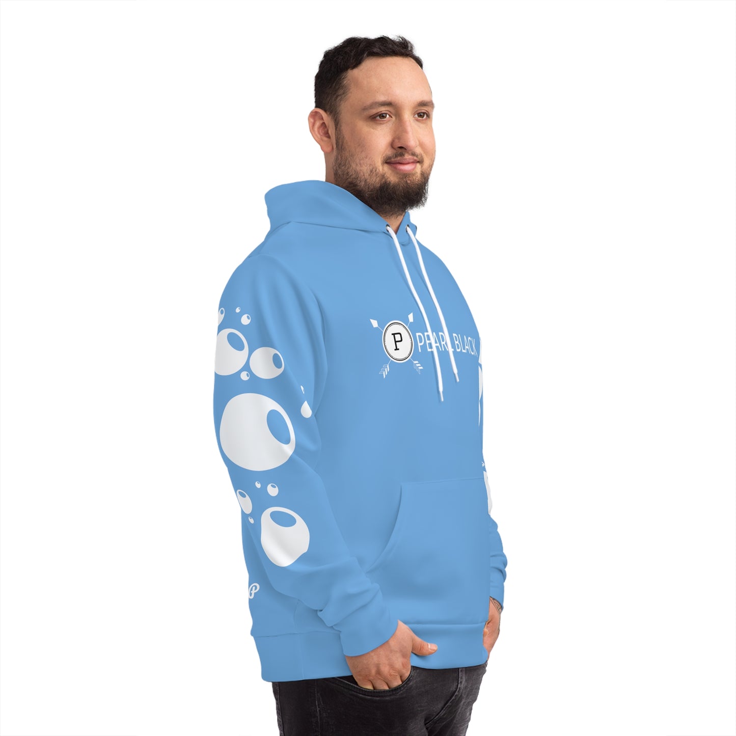 PEARL BLACK BUBBLE EFFECT HOODIE (Baby Blue white)