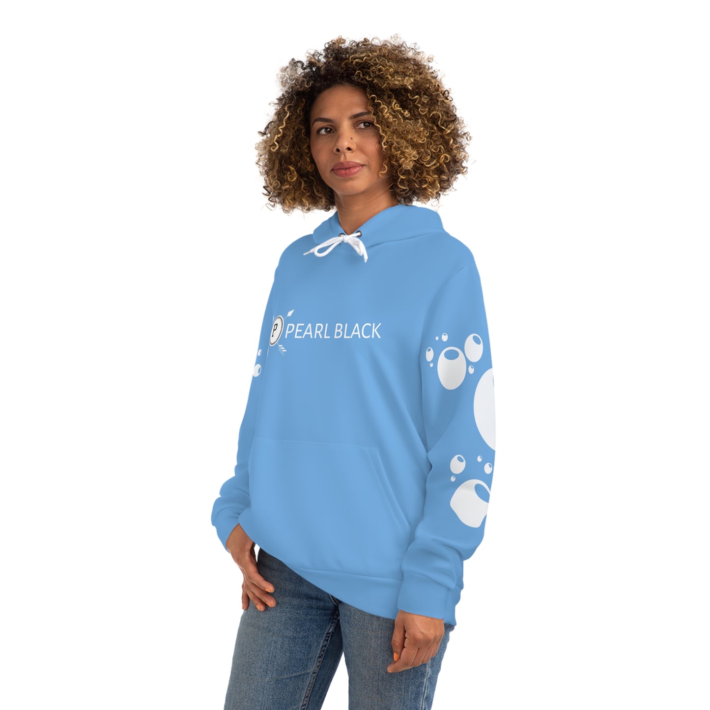 PEARL BLACK BUBBLE EFFECT HOODIE (Baby Blue white)