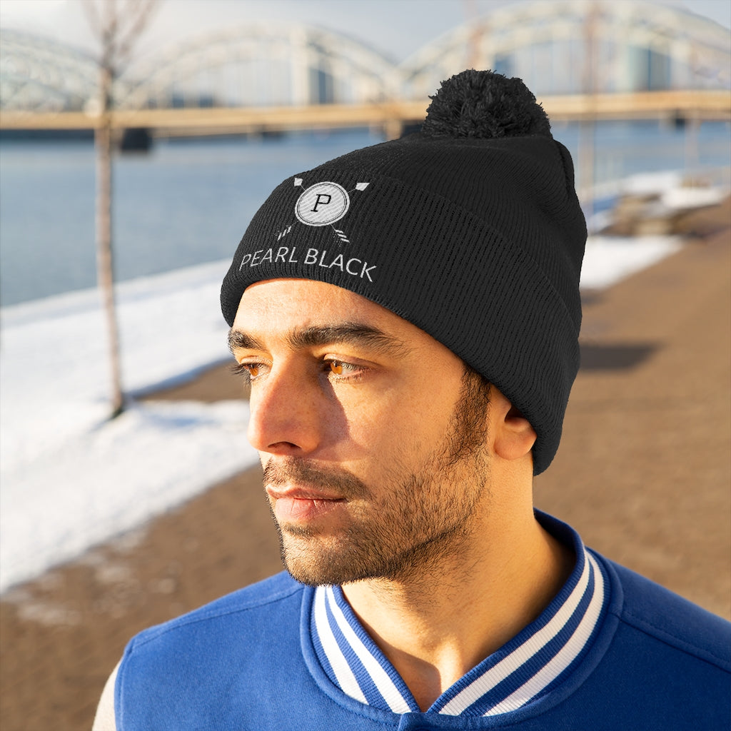 PEARL BLACK Pom Pom Beanie