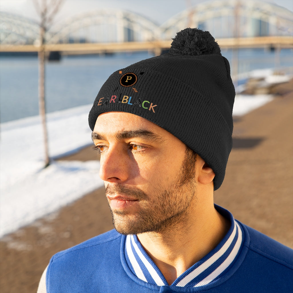 PEARL BLACK Pom Pom Beanie