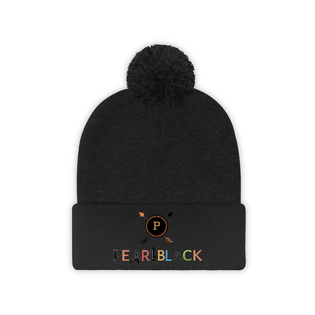 PEARL BLACK Pom Pom Beanie